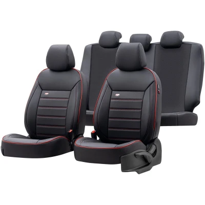 Abbildung von Otom Premium PRM 115 Sitzschonbezug schwarz/rot Leder