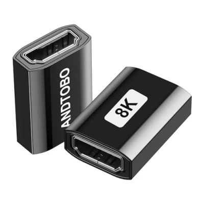 Abbildung von ANDTOBO 8K HDMI Buchse auf Buchse, 2 Stück 2.1 Koppler @ 60Hz 3D Extender Adapter für Roku Stick, HDTV, Chromecast Schwarz