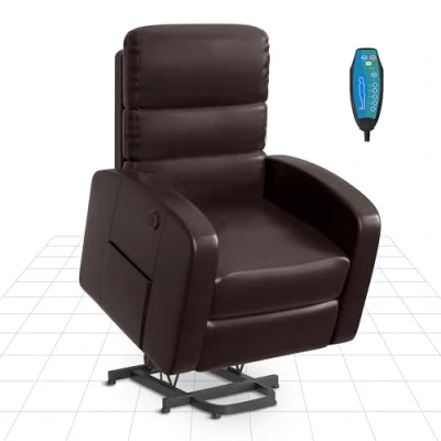Abbildung von FLEXISPOT Relaxsessel, Massagesessel, Aufstehsessel, Schlafsessel, Elektrischer Fernsehsesssel mit Aufstehhilfe, Heizfunktion für Senioren (Braun)