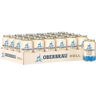Abbildung von Oberbräu Hell, mild süffiges Helles Bier aus Bayern, Dosenbier EINWEG (24 x 0.33 L)