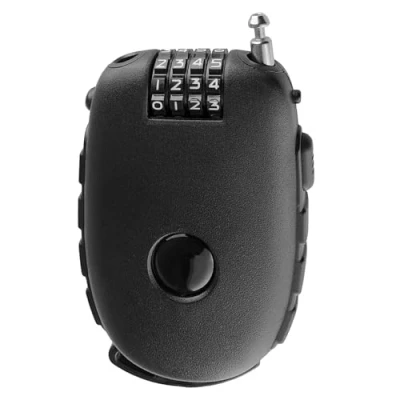 Abbildung von 1pcs Kabelschloss,4 Stellig Zahlenschloss,130cm Stahlseil,Drahtseil Schloss,Rollerschloss,Schloss für Roller,Fahrradschloss Klein,Scooter Lock,Einziehbar,für Gepäck,Motorrad Helm,Koffer,Fahrrad