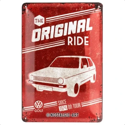 Abbildung von Nostalgic Art Retro Blechschild, 20 x 30 cm, VW Golf The Original Ride Volkswagen Bus Geschenk Idee, aus Metall, Vintage Design