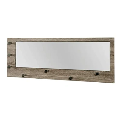 Abbildung von HAKU Möbel Wandgarderobe Chrom, Eiche trüffel, MDF, Metall, Spiegel Maße: B 80 cm x H 30 T 6 cm, Style: Modern