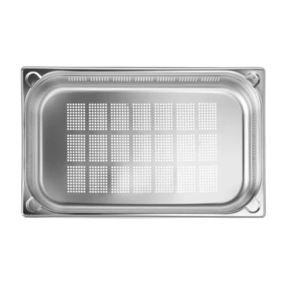 Abbildung von HENDI Gastronormbehälter, Temperaturbeständig von 40 bis 300C, Heissluftöfen Kühl und Tiefkühlschränken Chafing Dishes Bain Marie, Stapelbar, perforiert, 13,2L, GN 1/1, 530x325x(H)100mm, Edelstahl