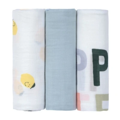 Abbildung von LÄSSIG Baby Mulltuch Spucktuch Puckdecke 3er Set Baumwolle 80 x cm/Heavenly soft Swaddle L Happy Fruits Lemon