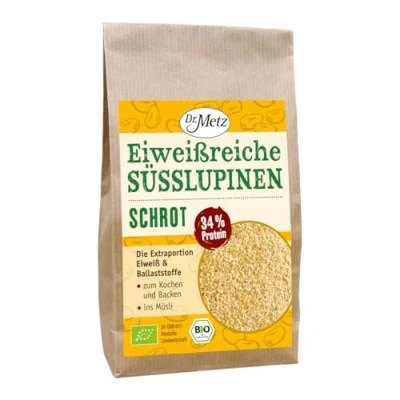 Abbildung von Eiweißreiches Süßlupinen Schrot, Bio, 500g mit 34% pflanzlichem Protein aus deutschem Bio Anbau zur Eiweißanreicherung
