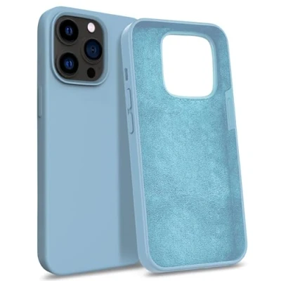 Abbildung von MyGadget Hülle kompatibel mit iPhone 13 Pro Max Gummierte Handyhülle [ 3 Layer Struktur ] Schutzhülle Soft Inlay &amp; Hardcase Cover außen Baby Blue