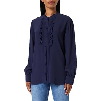 Abbildung von Seidensticker Stehkragen Hemdbluse, Damen, Größe: 34, Dark blue