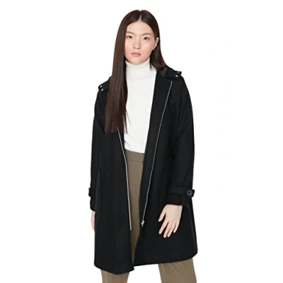 Abbildung von TRENDYOL Damen Oversize Basic Plain Webstoff Mantel Coat, Schwarz, 36