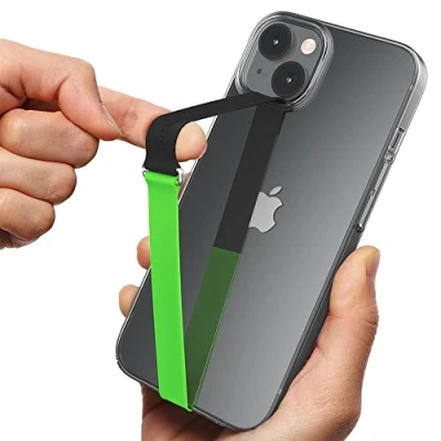 Abbildung von Sinjimoru Silikon Handy Fingerhalter mit Clip, Halter Finger für Handyhülle im neuen Design Fingerhalterung Phone Strap iPhone &amp; Android. Sinji Loop Clip Two Tone 230 Natur Schwarz