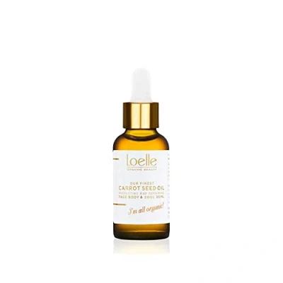 Abbildung von Loelle Kaltgepresstes Karottenöl Bio Karottenkernöl mit Beta Carotin und Antioxidantien Gesichtsöle für sonnengeschädigte Haut geerntet in Frankreich (30ml)