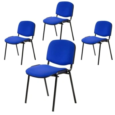 Abbildung von Topsit Büro &amp; More 4er Set Besucherstuhl ISO, Bequemer Konferenzstuhl, stapelbar, mit gepolsterter Sitzfläche und Rückenlehne (Blau)