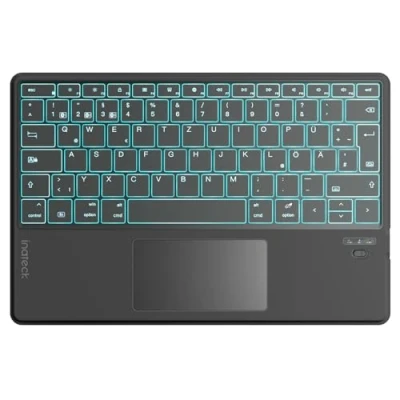 Abbildung von Inateck Bluethooth Tastatur mit Touchpad, 3 Bluetooth Kanälen, KI Funktion Tablet (für Windows, iPad OS, Android, iOS)