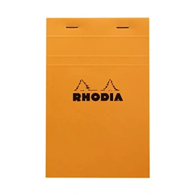 Abbildung von Rhodia 14200C Schreibblock / Notizblock geheftet No.14 11x17cm 80 Blätter kariert 80g, abtrennbar und mikroperforiert, mit Kartonrücken, ideal für Notizen, Orange, 1 Pack