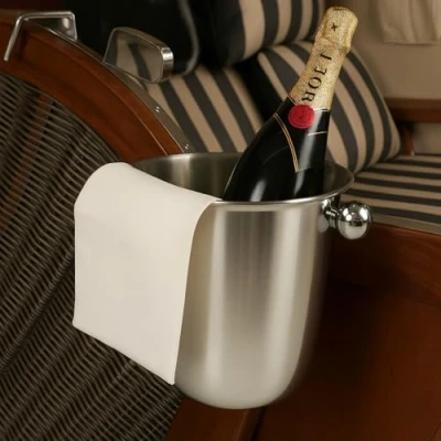 Abbildung von Strandkorb Hanse Flaschenhalter Champagnerkühler mit Halterung aus Edelstahl, (2 St), Tragbar, Rostfrei