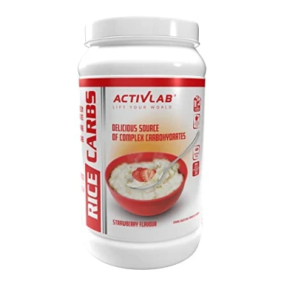 Abbildung von Activlab Rice Carbs 1 KG meal, Instant Pudding &quot;Reiscreme&quot; Optimale Konsistenz, Schnelle Zubereitung Post/Pre Workout Meal Fitnessstudio Erdbeergeschmack Messbecher Vege