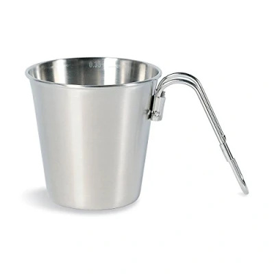 Abbildung von Tatonka Edelstahl Becher Expedition Mug (350 ml) Einwandiger Trinkbecher mit 3,5l Volumen, abnehmbarem Griff und Volumenskalierung Lebensmittelecht, unzerbrechlich, schadstofffrei Ø 9 x cm