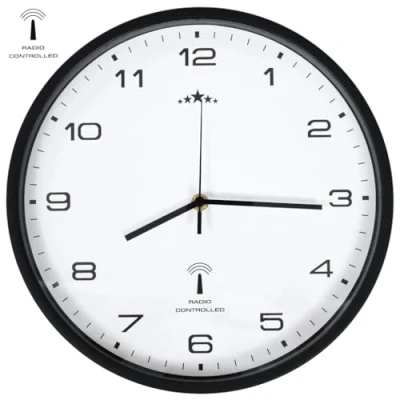 Abbildung von vidaXL Funkwanduhr Quarzwerk 31cm Weiß Schwarz Funkuhr Wanduhr Küchenuhr Uhr