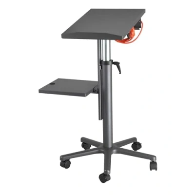 Abbildung von MAUL Beamertisch MAULpro Tisch für Projektor und Beamer Laptopständer höhenverstellbar Stabiler Sternfuß mit 5 Rollen Büromöbel 2 Ablagen Steckdose Laptop, Notebook Anthrazit