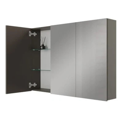 Abbildung von Planetmöbel ARIA Spiegelschrank Bad 100 cm breit Badschrank hängend mit Spiegel Anthrazit, ohne Leuchte und Steckdose, Gäste WC x 70 16