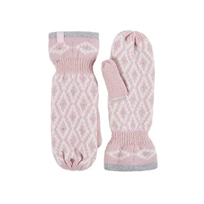 Abbildung von HEAT HOLDERS Damen winter bunt fleece gestrickt strick fäustlinge handschuhe mit innenfutter (One size, Coral)