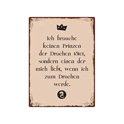 Abbildung von Interluxe Wandschild METALLSCHILD Blechschild ICH Brauche KEINEN Prinzen Shabby Vintage Geschenk Dekoration