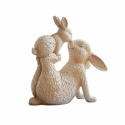 Abbildung von Loberon Deko Hase Trista, handbemalt, fröhliches &amp; liebevolles Design, Tierfigur, Ostern, Osterdekoration, Osterfest, Osterhase, Osterfigur, Polyresin, beige/rosa