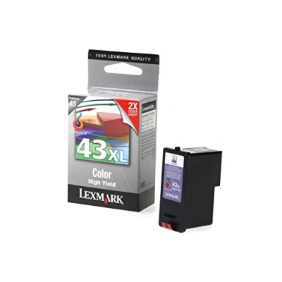 Abbildung von Lexmark # 43 x l Tintenpatrone für Drucker (Cyan, Magenta, Gelb, X9350, X4850, X6570, X6575, X4875, X4950, X4975, X4975ve, P350, Tintenstrahl, 3072 Stück (S), 0,06 g (0.00212 oz), 70 38 98 mm)