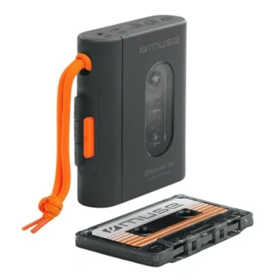 Abbildung von MUSE Kassettenspieler Tragbarer mit Kopfhöreranschluss Schnelles Aufladen per USB C Schickes Design Schwarz