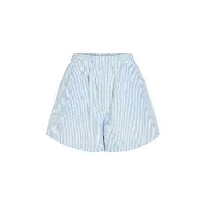 Abbildung von VILA Gesmokte Bermuda Gestreift MIT Elastis BUND Shorts, Damen, Größe: 34, Blau