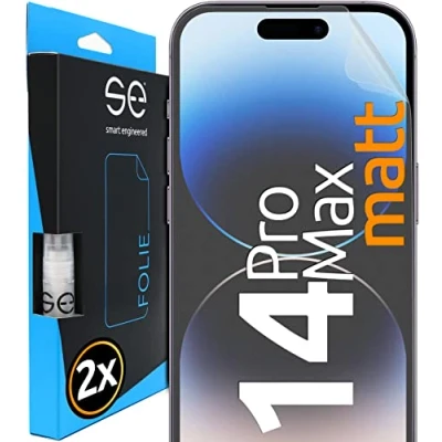 Abbildung von 2x Entspiegelte Schutzfolie für iPhone 14 Pro Max Matt aus Deutschland 100% Passgenau Funktion mit Installationshilfe kompatibel Folie Anti Kratzer