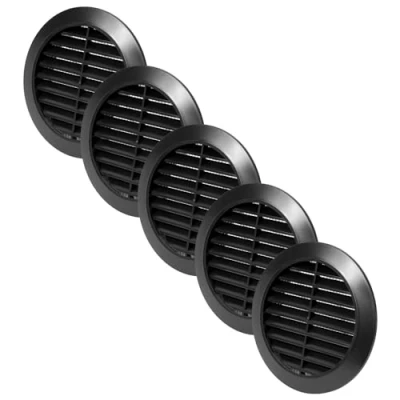 Abbildung von Vent Systems 5 Stück 90 mm Schwarz Lüftungsabdeckung Runde Lüftungsschlitze Grillabdeckung Integrierter Insektenschutz HVAC Lüftungsöffnungen für Badezimmer, Heimbüro, Küche