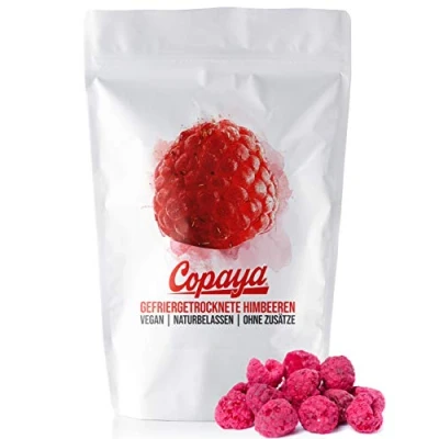 Abbildung von Copaya Gefriergetrocknete Himbeeren, 100% Naturprodukt ohne Zusatzstoffe, 250g Verpackt im Aromabeutel, aus deutscher Herstellung