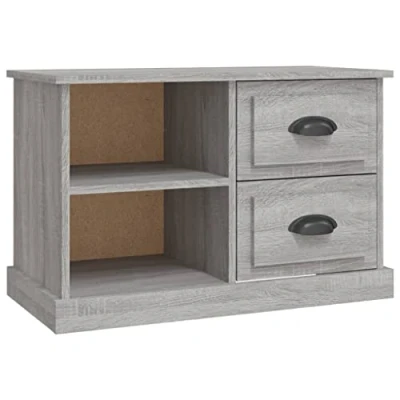 Abbildung von vidaXL TV Schrank, Fernsehtisch mit 2 Schubladen Fächern, Fernsehschrank Lowboard für Wohnzimmer Schlafzimmer, Board Sideboard, Grau Sonoma Holzwerkstoff