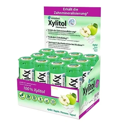 Abbildung von Xylitol Chewing Gum for Kids Display Apple 12 Dosen à 30 Dragées