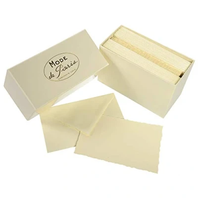 Abbildung von G.Lalo Lalo 92316L Karten Geschenkbox Mode de Paris (25% Hadern mit 30 Vergé Papier 300 g, 97 x 152 mm, elfenbein, mittelaltericher Rand, gummierte Umschläge, 100 159 1 Pack)