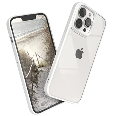 Abbildung von EAZY CASE Clear Hybrid Bumper Hülle kompatibel mit iPhone 13 Pro, Handyhülle Ultra Aufprallschutz, Stoßfest und Kratzfest, dünne Schutzhülle Kameraschutz, Slim Cover Handy Case, Weiß