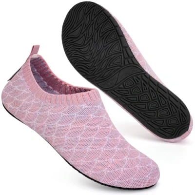 Abbildung von Mabove Badeschuhe Wasserschuhe Schwimmschuhe Damen Herren Strandschuhe Aquaschuhe Barfussschuhe Badesoken Surfschuhe(YuLin Rosa,42/43