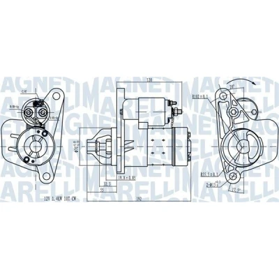 Abbildung von MAGNETI MARELLI 063721418010 Anlasser 12 1,4 10 RENAULT: CLIO 3, GRAND SCENIC NISSAN: Qashqai / Qashqai+2 I, X Trail, Tiida Schrägheck