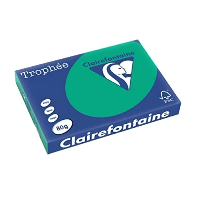 Abbildung von Clairefontaine 1896C Ries mit 500 Blatt Druckerpapier / Kopierpapier Trophée, DIN A3 (29,7x42 cm), 80g, Tannengrün intensive Farbe, 1