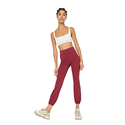 Abbildung von Trendyol Damen Herren Sportswear Mittlerer Bund Jogger Jogginghose Sweatpants, Bordeaux, M EU