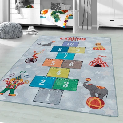 Abbildung von Ayyildiz Teppiche Kinderteppich &quot;PLAY 2909&quot;, rechteckig, robuster Kurzflor,Zirkus, Zahlen Spiele Hüpf Teppich,Kinderzimmer