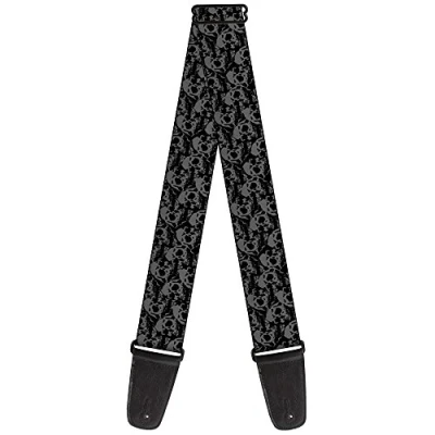 Abbildung von Buckle Down Gitarrengurt Skull Yard Schwarz Grau 5,1 cm breit