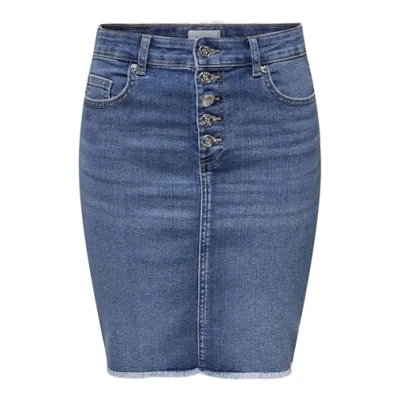 Abbildung von ONLY Jeansrock ONLHUSH MID WAIST VIS BUT RW SKIRT DNM mit ausgefranstem Saum
