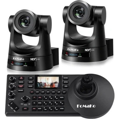 Abbildung von FoMaKo NDI PTZ Kamera Set 20x Zoom 1080P@60 KI Tracking mit SDI HDMI IP PoE, Live Streaming Kit (2X KN20A &amp; 1x KC608 Pro Controller) BN202 (Neues NDI6 HX3)