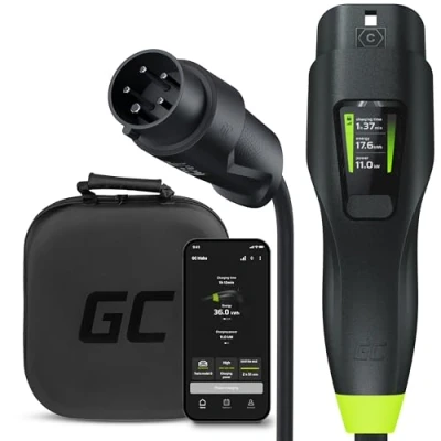 Abbildung von Green Cell GC Habu Elektroautos Mobile Wallbox 11kW 7m EV Ladegerät Typ 2 bis CEE 16A mit App e Auto Zuhause Laden Ohne 2in1 Kompatibel Allen Model Y / 3 S/X, ID.4, ID.5, i4, EV6