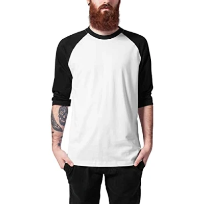 Abbildung von Urban Classics Contrast 3/4 Sleeve Raglan Langarmshirt, Herren, Größe: Large, White/black