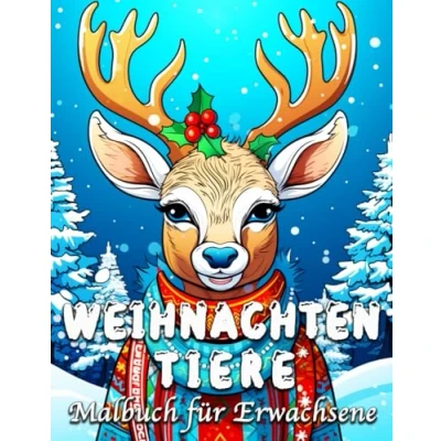 Abbildung von Weihnachten Tiere Malbuch für Erwachsene: 55 niedliche Tier Motive zum Stressabbau und Entspannung