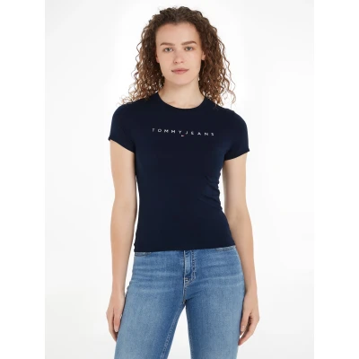 Abbildung von Tommy Jeans SLIM Linear TEE Tshirt print, Damen, Größe: 52, Dark night navy