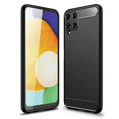 Abbildung von CoverKingz Handyhülle für Samsung Galaxy A22 4G Silikon Handy Hülle im Carbon Design Soft Case Phone Cover Schwarz